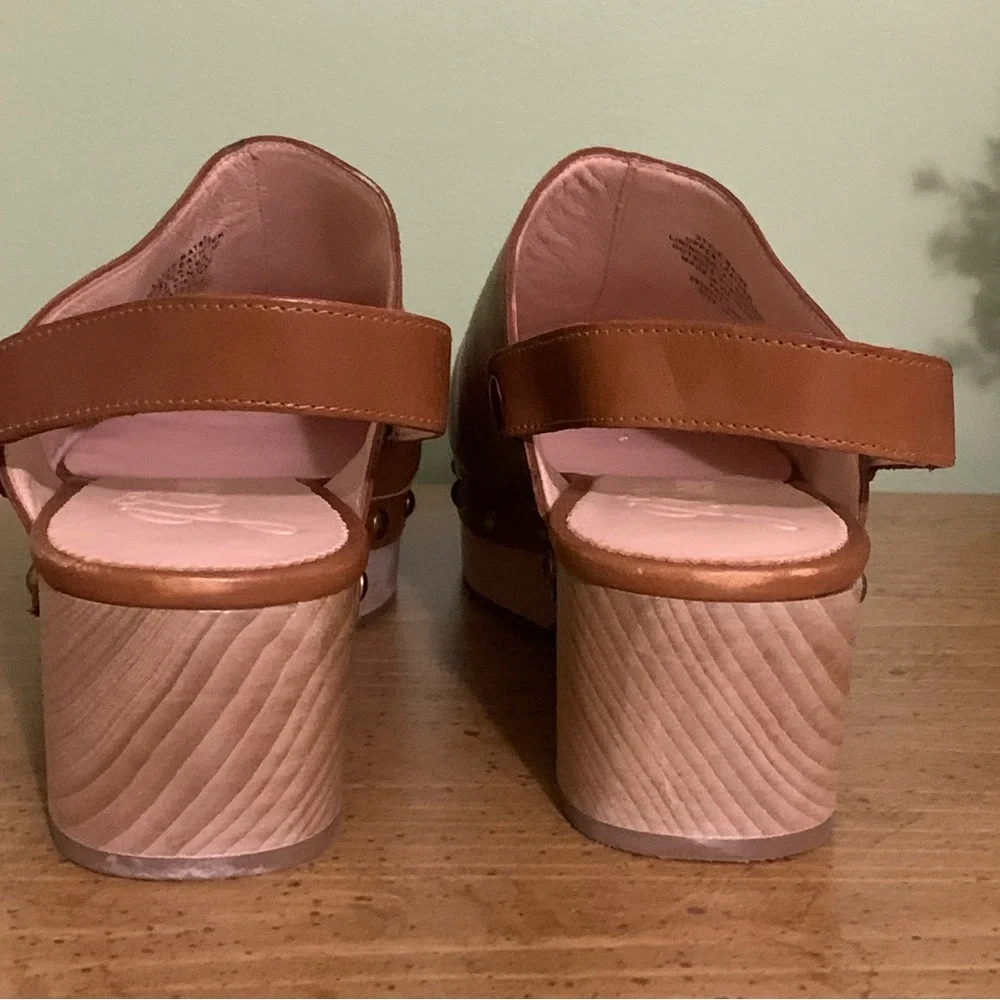 J. Crew Grace Women's Brown Leather Convertible Slip On Clogs Shoes